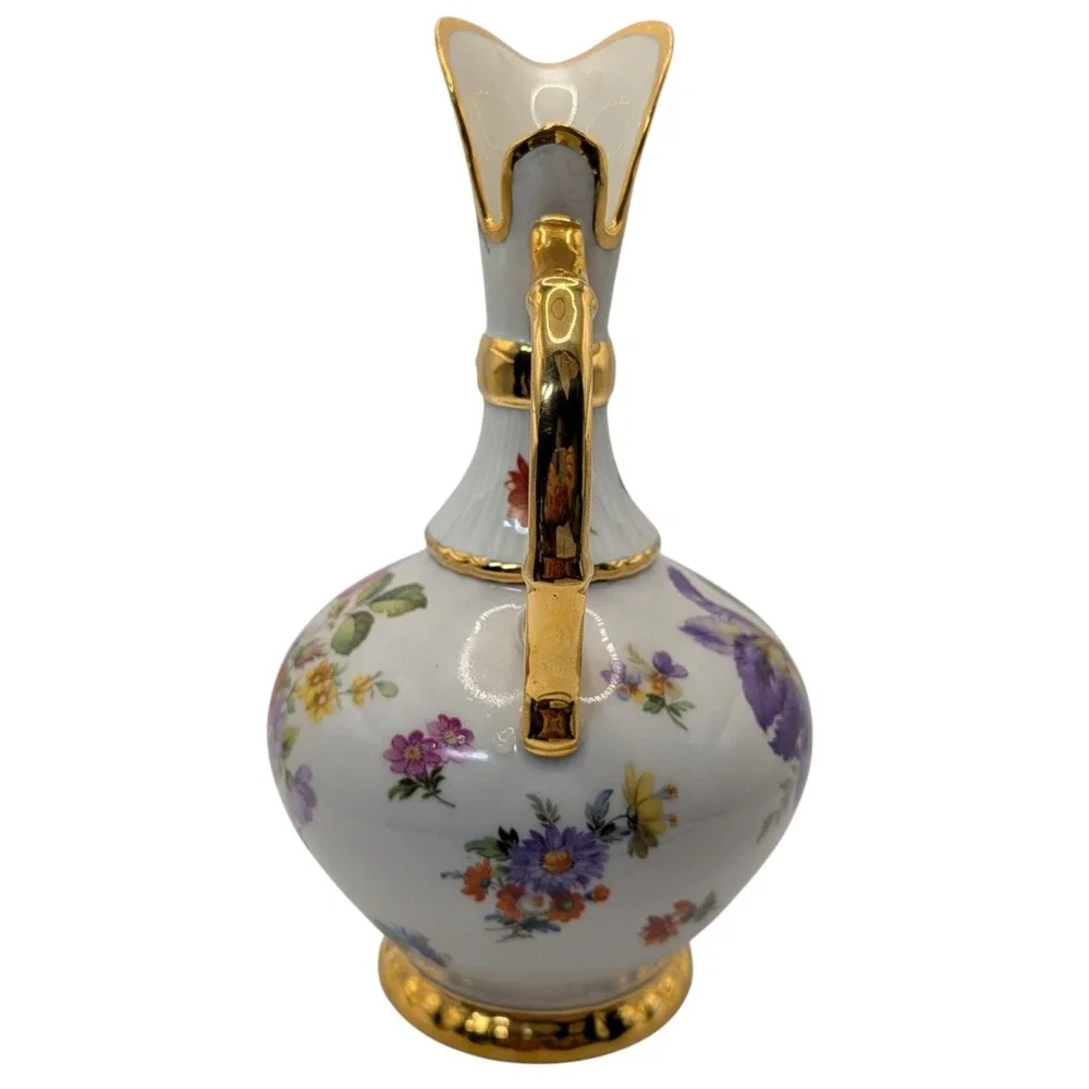 Vintage Limoges Pastaud Pircher Hand Painted Floral Pattern Heavy‎ Gold Trim
